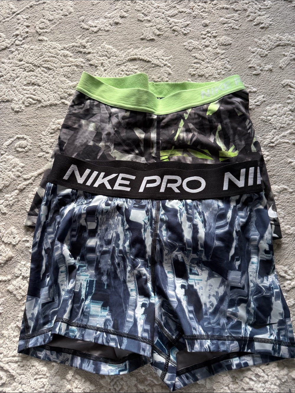 Nike Black, Gray & Neon Green Compression Shorts Pair